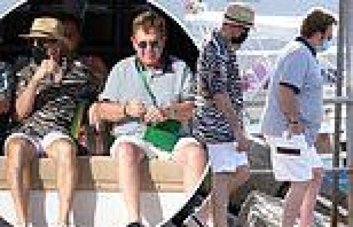 Sir Elton John, 74, dons Gucci outfit for an al fresco lunch with David ...