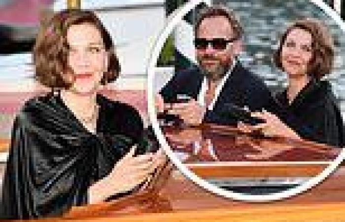Maggie Gyllenhaal puts on glam display in a black silk gown as she heads to ...