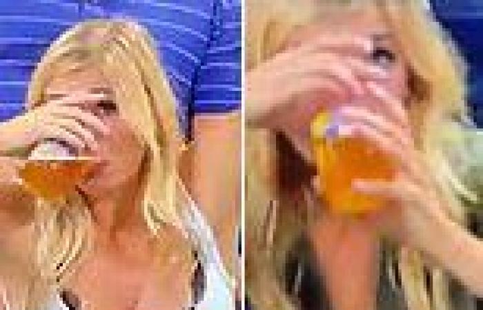 Beer chugging tennis fan gets US Open fans cheering as she downs her drink on ...