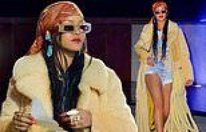 Rihanna scouts for locations around LA wearing a $10k Bottega Veneta coat