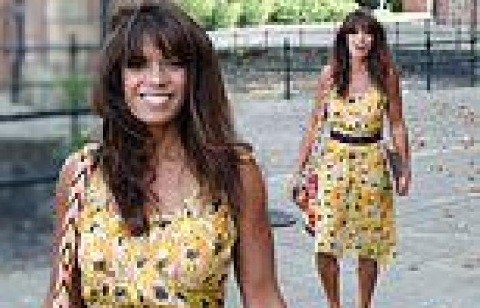 Jenny Powell, 53, cuts a stylish figure in a floral yellow summer dress