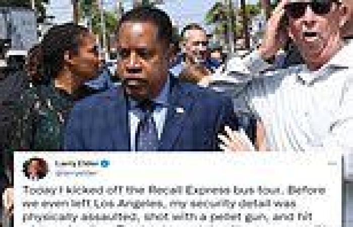 California GOP candidate Larry Elder claims his security detail was shot with a ...
