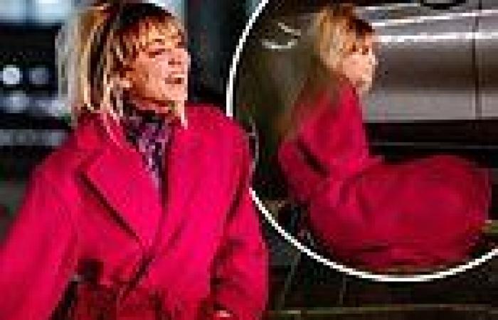 Kaley Cuoco bundles up on set of The Flight Attendant... after split from ex ...