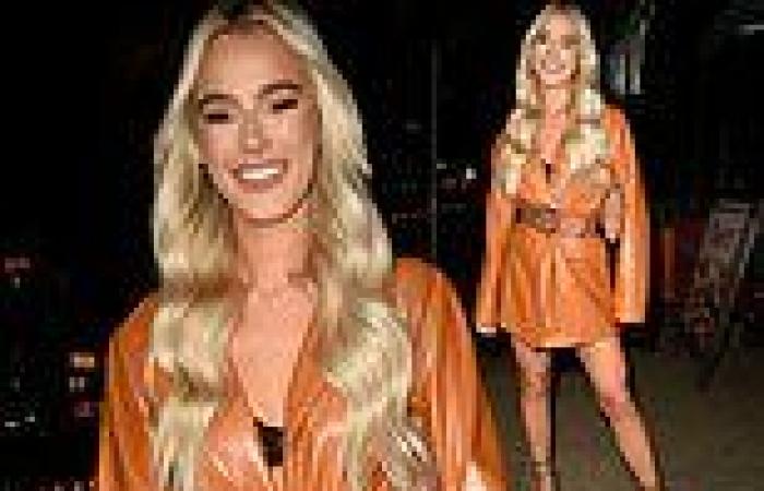 Love Island star Lillie Haynes flaunts her endless pins in a leather belted ...