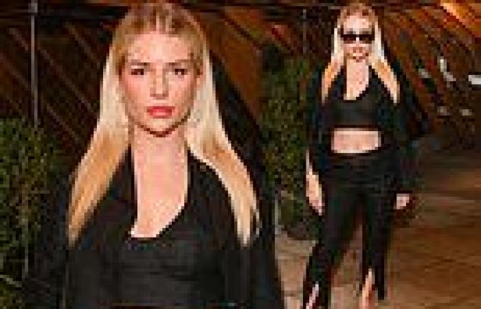 Lottie Moss Shows Off Her Toned Abs In A Black Crop Top And Split Hem 