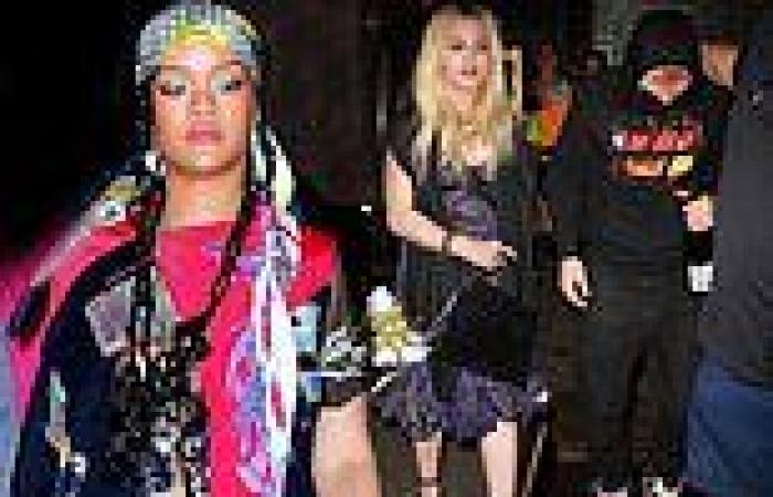 Rihanna shows off her edgy sense of style as she steps out for Scooter Braun's ...