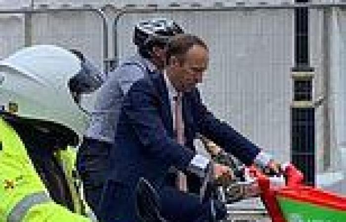 Matt Hancock is seen Boris-biking it through London while reshuffle happens