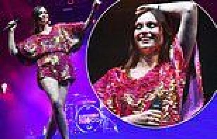Sophie Ellis-Bextor shines bright in a fuchsia sequin playsuit at Isle Of Wight ...