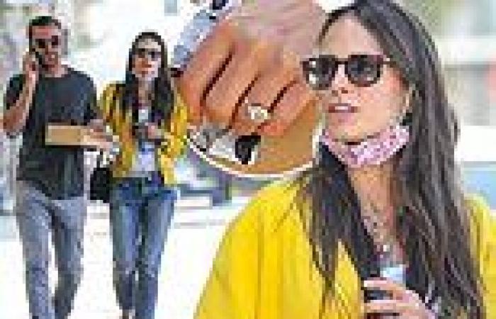 Jordana Brewster flashes her enormous engagement ring while shopping with ...