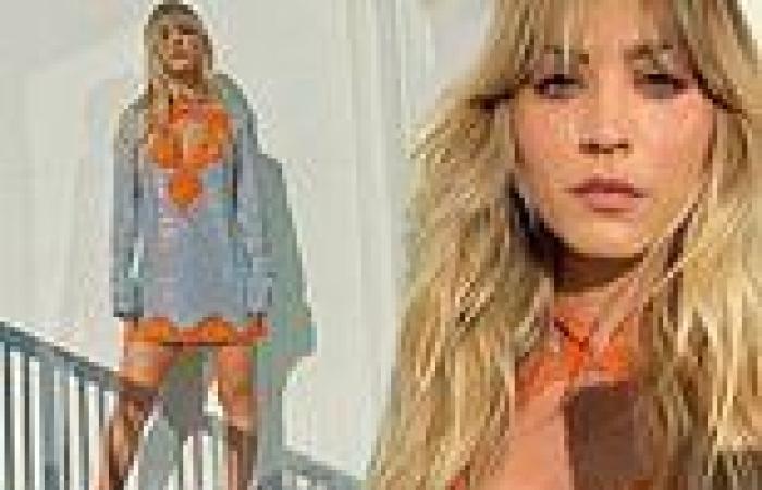 Kaley Cuoco oozes confidence in short and sparkly Stella McCartney as she kicks ...