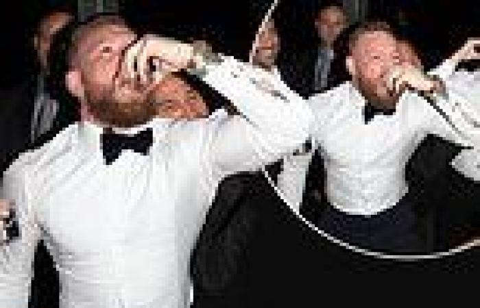 Conor McGregor knocks back shots in a tux at party in West Hollywood amid ...
