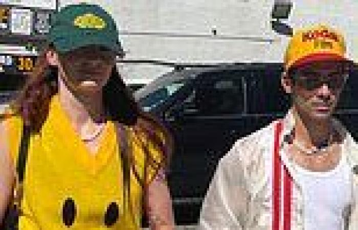 Sophie Turner and Joe Jonas coordinate in baseball caps as they take a sunny ...