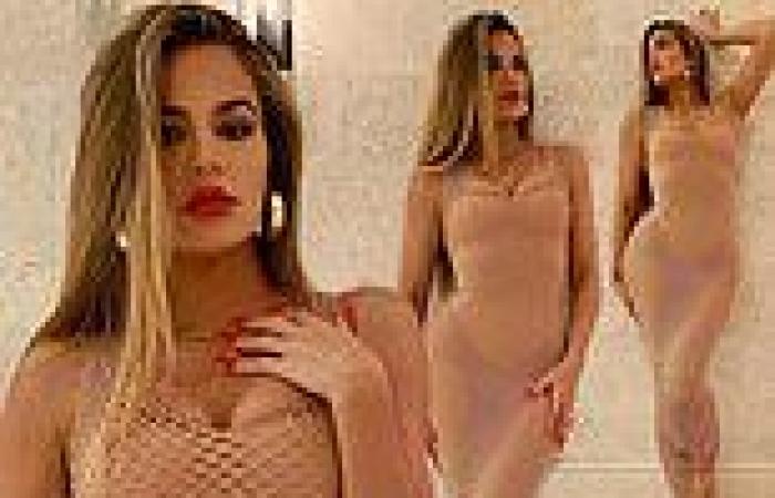 Khloe Kardashian sizzles in a see-through netted dress