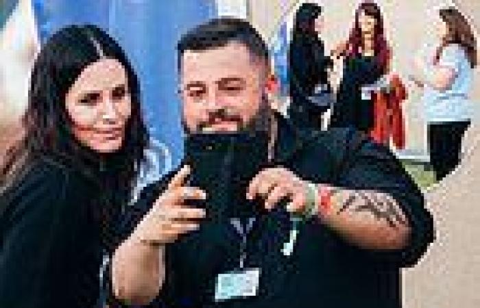 Courteney Cox takes selfies with fans at the Isle of Wight Festival where her ...