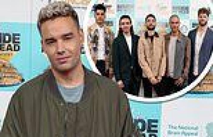 Liam Payne dons a khaki bomber while The Wanted make a stylish arrival at ...