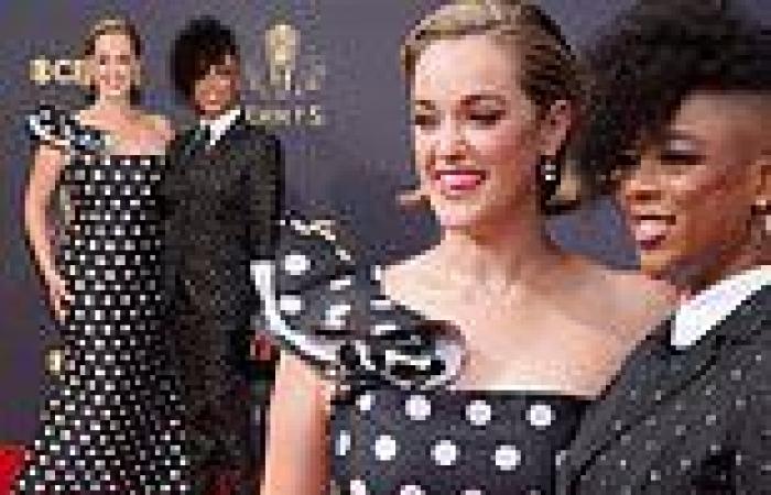 Samira Wiley and wife Lauren Morelli arrive on Emmy Awards red carpet in black ...