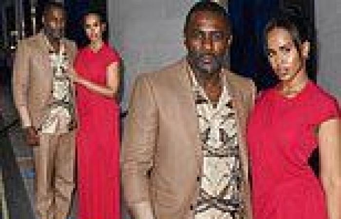Idris Elba looks dapper in a brown suit while his  wife Sabrina wows in a red ...