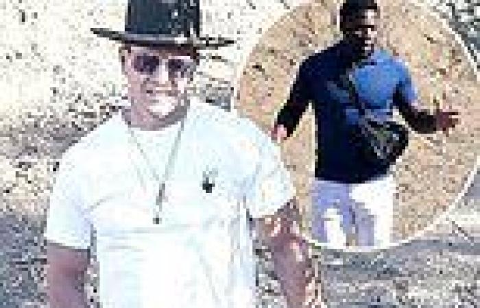 Kevin Hart and Mark Wahlberg pictured filming Me Time following crew member's ...