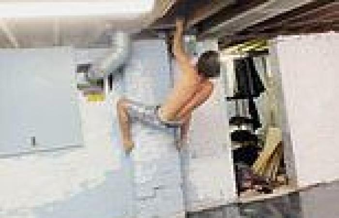 Home renovator uses his mountain climbing skills to cross room without touching ...