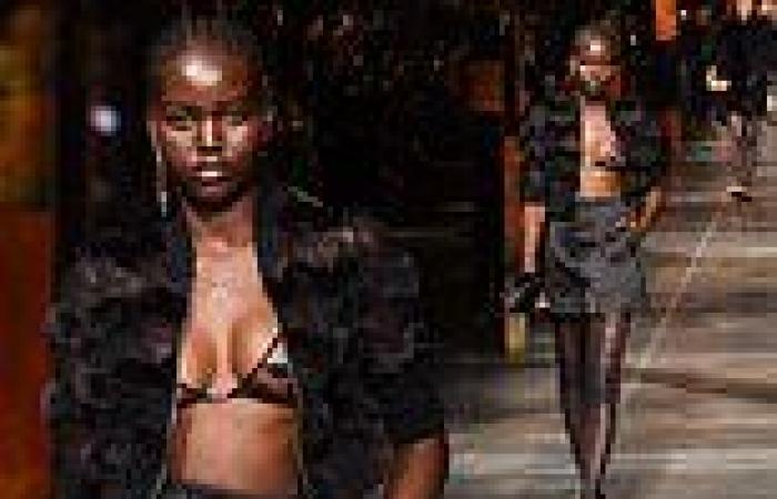 Australian supermodel Adut Akech stuns in a sheer bra at Milan Fashion Week
