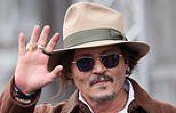 Johnny Depp waves to fans as he leaves his Spanish hotel