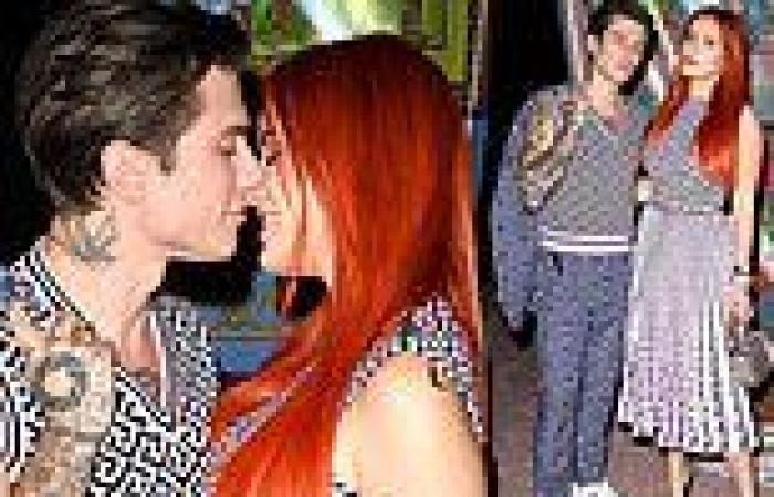 Bella Thorne and fiancé Benjamin Mascolo pack on the PDA at the Versace show