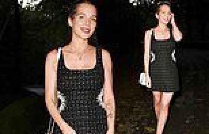 Helen Flanagan puts her slender pins on display as she heads on a night out in ...