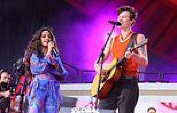 Camila Cabello kisses Shawn Mendes in Central Park as they perform Señorita ...
