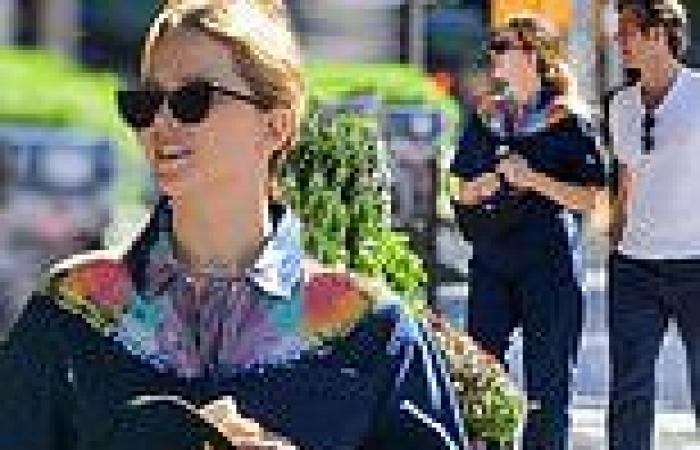 Jennifer Lawrence dresses up her bump in stylish navy jumper with tie-dye ...