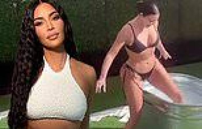 Kim Kardashian attempts to jump into an freezing ice bath with friends but ...