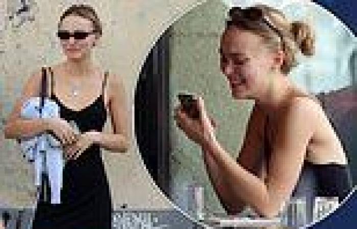Lily Rose Depp goes make-up free in a slinky back dress with male pal at lunch ...