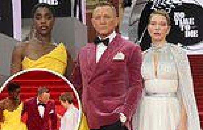 Daniel Craig poses up a storm with co-stars Lashana Lynch and Lea Seydoux at ...