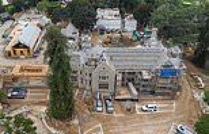 New aerial images reveal Playboy Mansion remodeling progress after 2 years of ...