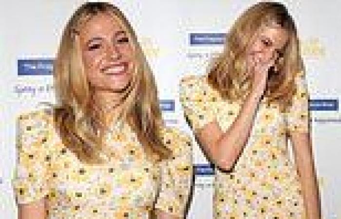 Pixie Lott shows off her sartorial style in a chic sunflower maxi dress