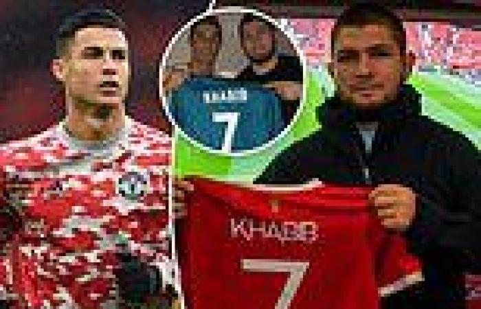 sport news Khabib Nurmagomedov poses with shirt at Old Trafford but friend Cristiano ...