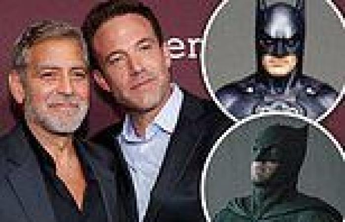 Batmen reunite! Ben Affleck goofs around with George Clooney at the LA premiere ...