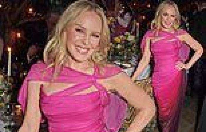 Kylie Minogue dazzles in pink chiffon gown at the glitzy Golden Vines Awards