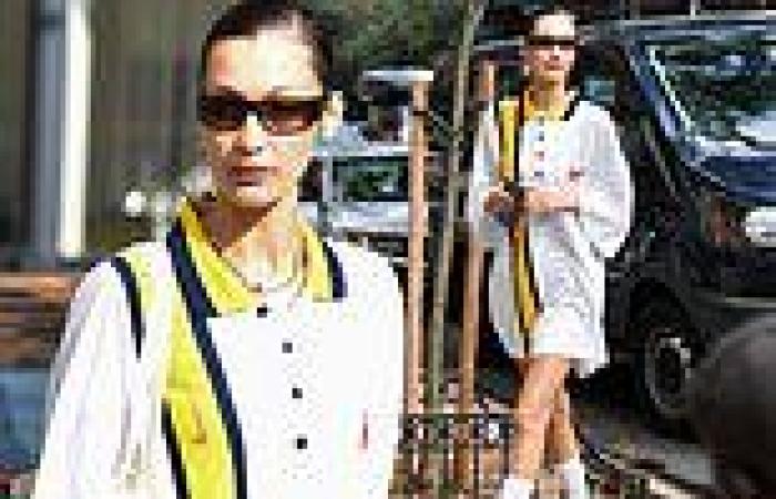 Bella Hadid gives off 'dad vibes' in oversized Nike polo and trail sneakers ...