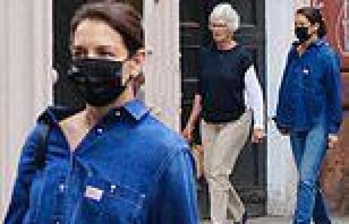 Katie Holmes opts for a denim on denim look as she steps out for lunch with her ...