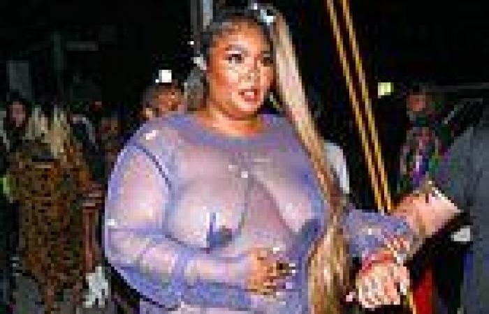 Lizzo leaves NOTHING to the imagination in a see-through purple gown at Cardi ...