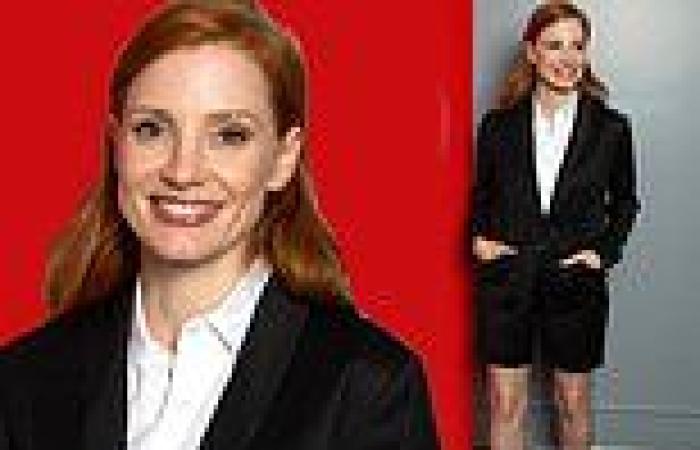 Jessica Chastain has legs for days in California chic cutoff suit at Eyes Of ...