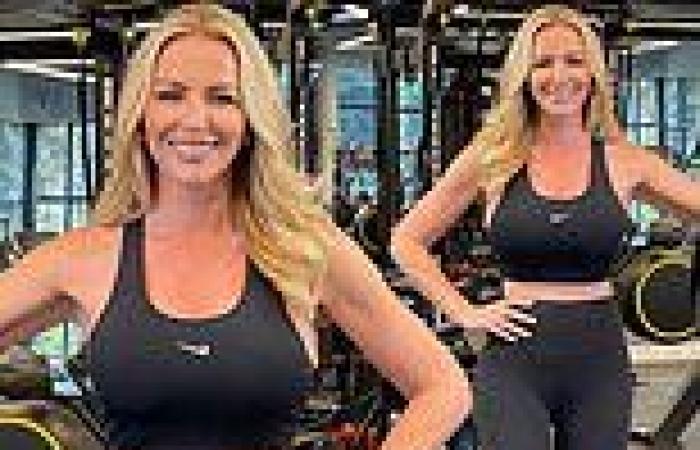 Michelle Mone showcases her athletic figure in black leggings and sports bra as ...