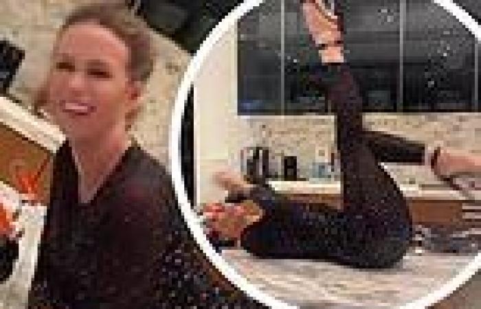 Kate Beckinsale writhes around the kitchen in glittering catsuit to recreate ...