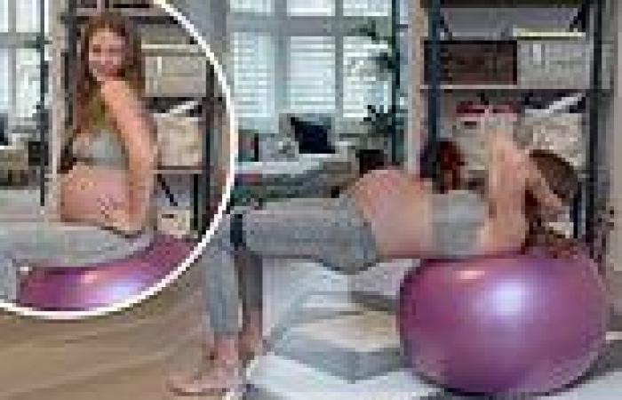 Heavily pregnant Millie Mackintosh shows off her baby bump in tight grey gymwear