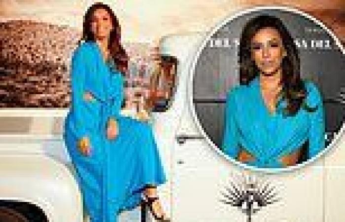 Eva Longoria turns heads in billowy blue dress with midriff cutouts at Casa Del ...