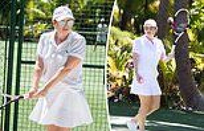 Rebel Wilson shows off her 30kg weight loss in a white tennis outfit in ...