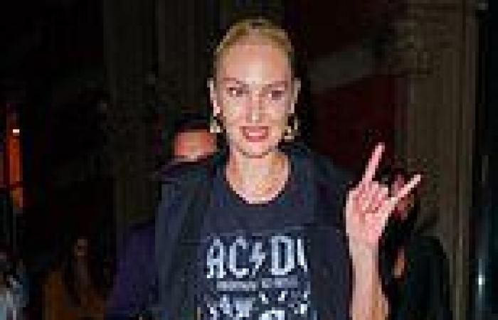 Candice Swanepoel rocks leather pants for 33rd birthday bash with bestie Irina ...