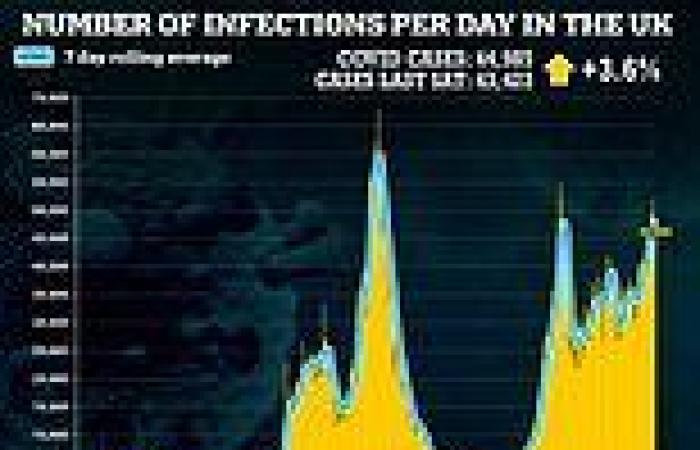 Daily Covid infections are up 3.6% on last week after seven days of double ...