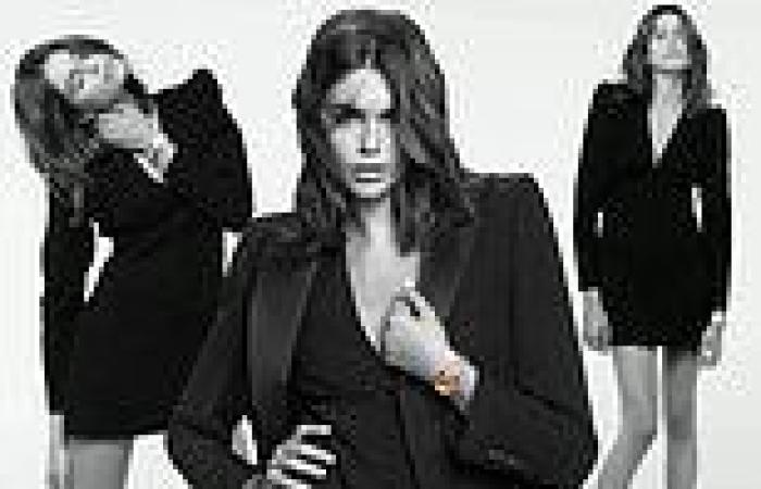 Kaia Gerber stuns in a lowcut dress as she becomes the face of Omega