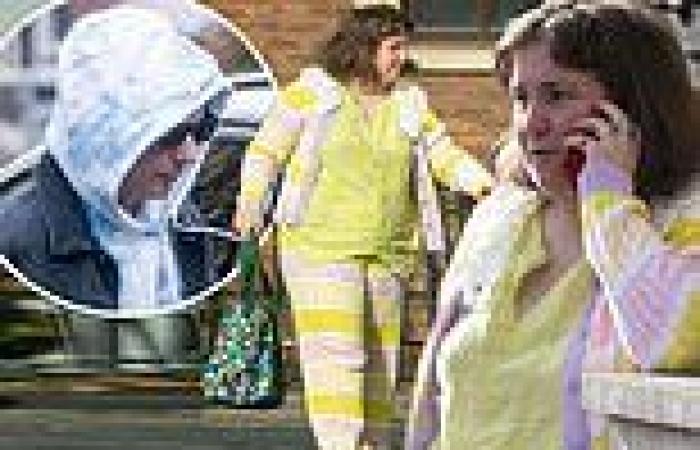 Newlywed Lena Dunham puts on a kooky display in a bold pastel two-piece